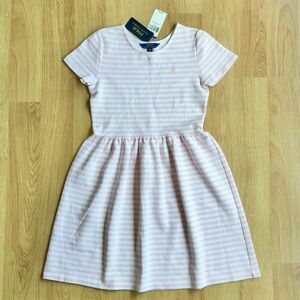 NWT Ralph Lauren Girl’s Striped Dress-Pink/Peach and White